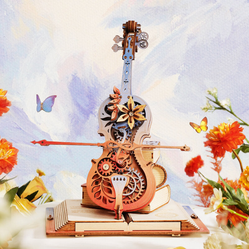 Maqueta de madera 3D Sinfonía de hermosos sueños Caja de música ROKR AMK63M