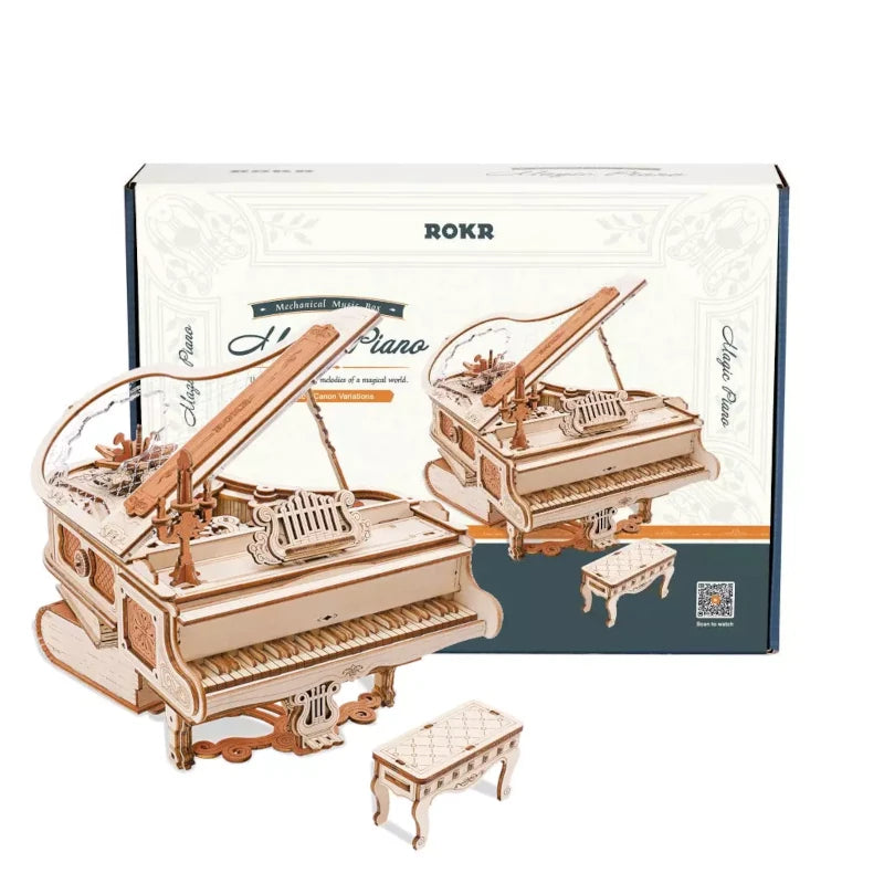 Maqueta de madera 3D El Piano Mágico Caja de música ROKR AMK81
