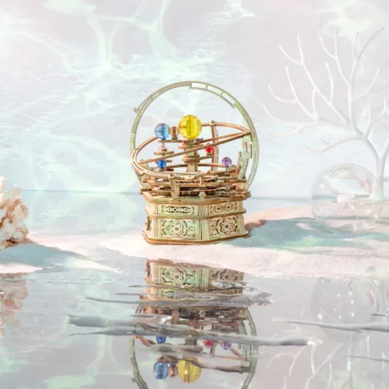 Maqueta de madera 3D Planetario Caja de música AMK51