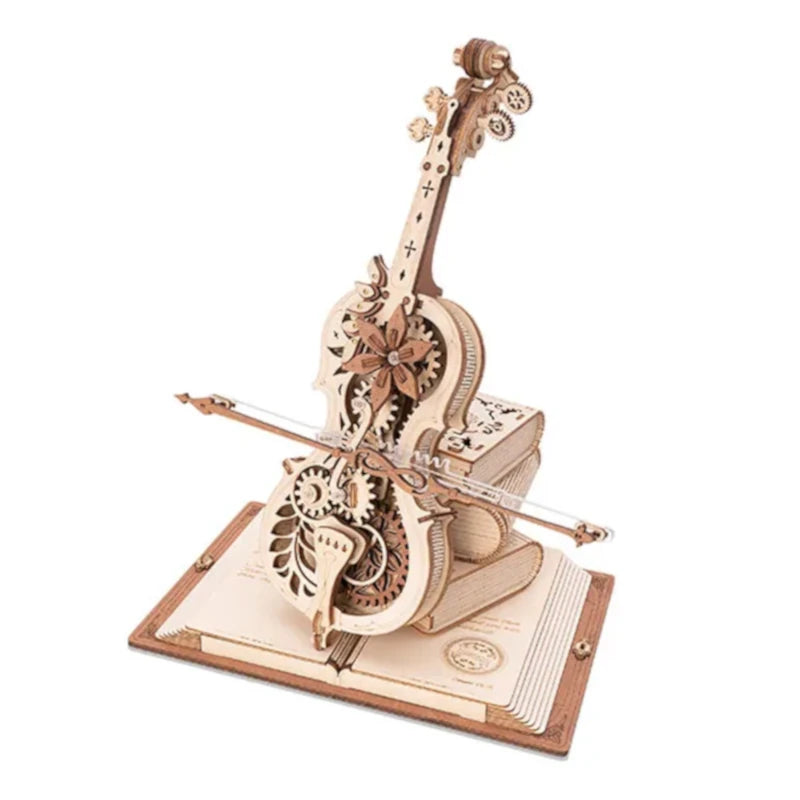 Maqueta de madera 3D Violonchelo Mágico Caja de música ROKR AMK63