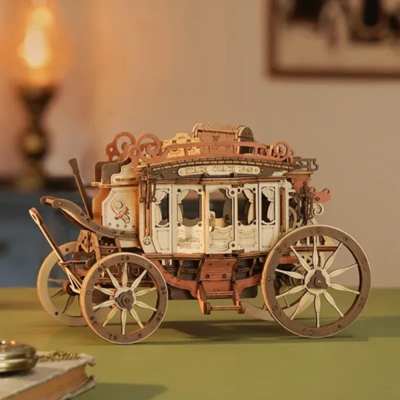 Maqueta de madera 3D Diligencia Caja de música ROKR AMKA1