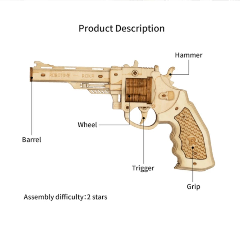 Rompecabezas de madera 3D revólver Corsac M60 ROKR LQ401