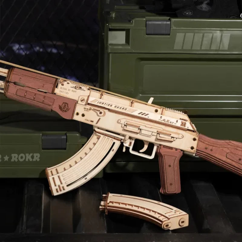 Rompecabezas de madera 3D del rifle de asalto ROKR AK-47 LQ901
