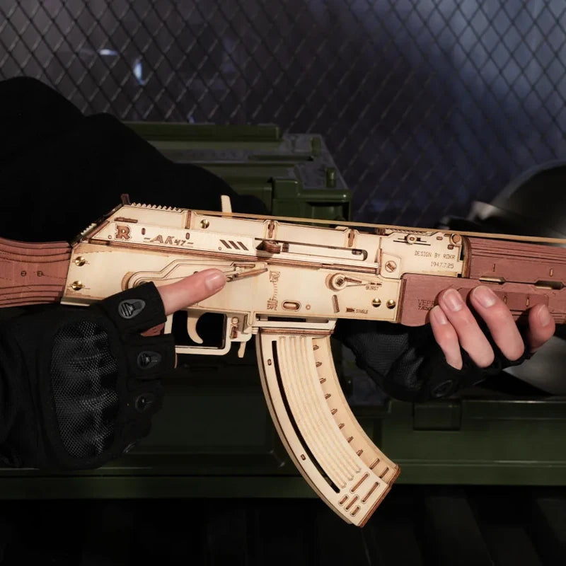 Rompecabezas de madera 3D del rifle de asalto ROKR AK-47 LQ901