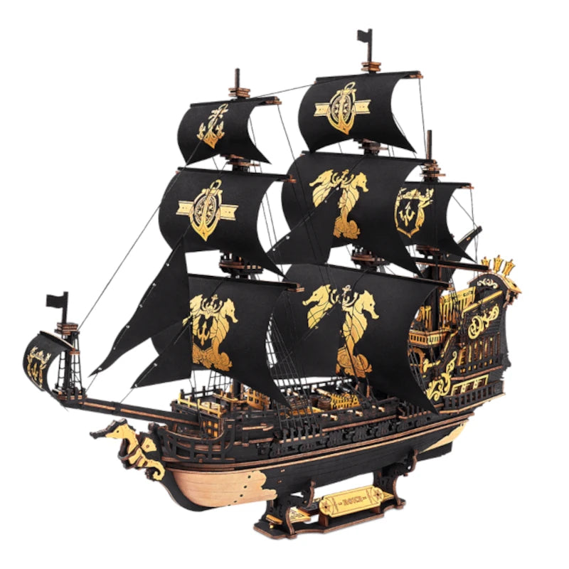 Maqueta de madera 3D a escala Barco Pirata ROKR MCB02