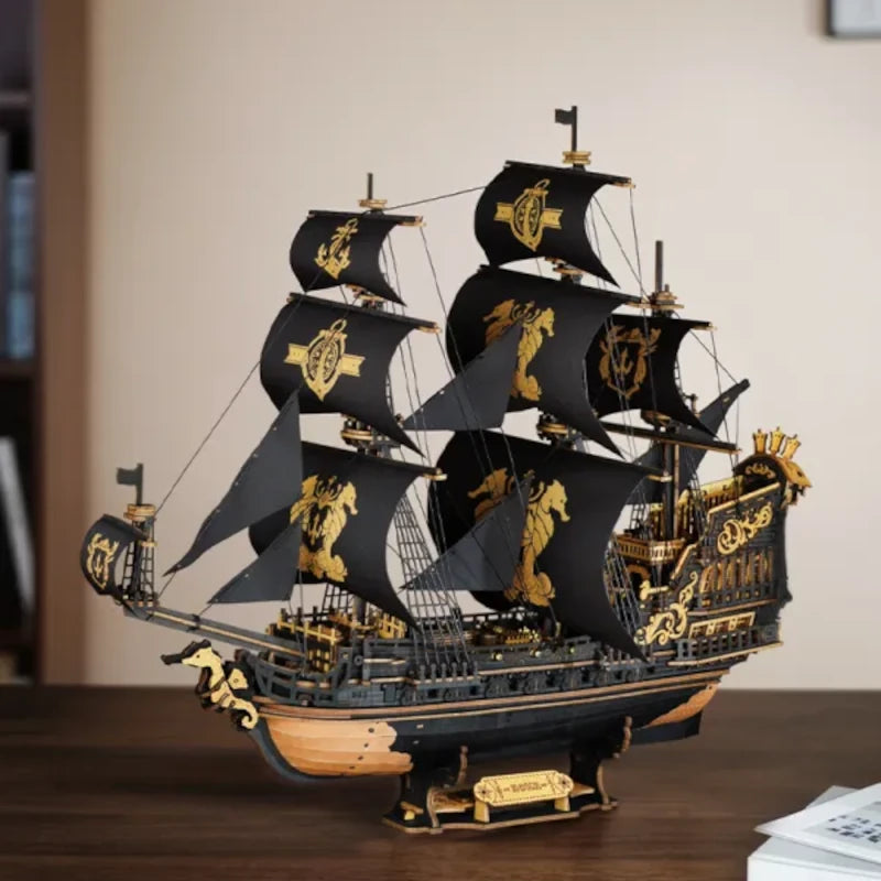 Maqueta de madera 3D a escala Barco Pirata ROKR MCB02