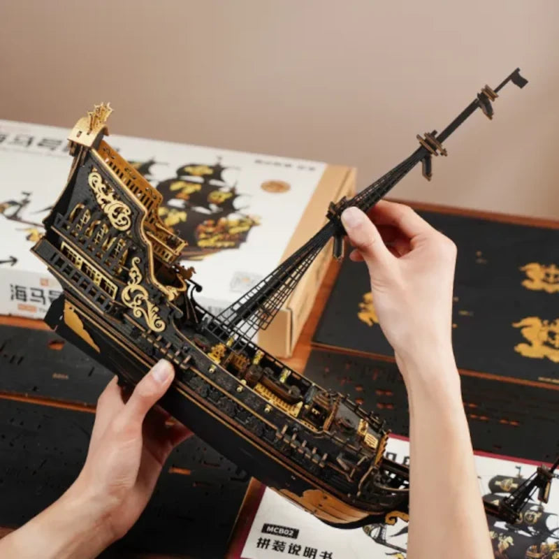 Maqueta de madera 3D a escala Barco Pirata ROKR MCB02