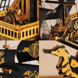 Maqueta de madera 3D a escala Barco Pirata ROKR MCB02
