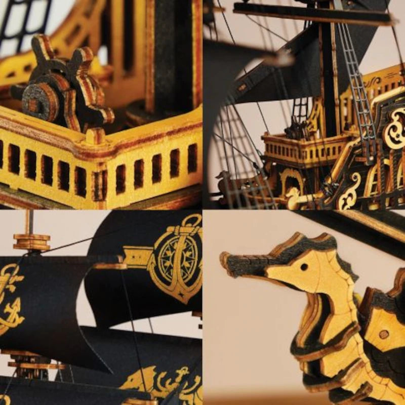 Maqueta de madera 3D a escala Barco Pirata ROKR MCB02