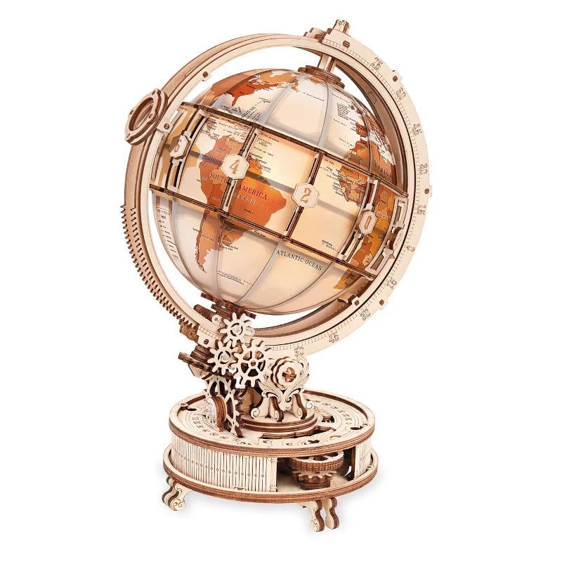 Maqueta de madera 3D Globo Terráqueo Luminoso ROKR ST003D