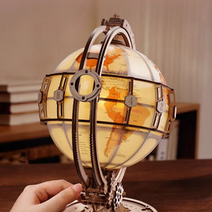 Maqueta de madera 3D Globo Terráqueo Luminoso ROKR ST003D