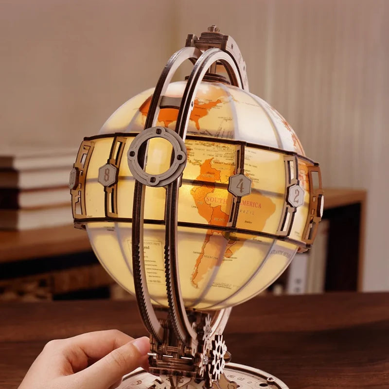 Maqueta de madera 3D Globo Terráqueo Luminoso ROKR ST003D