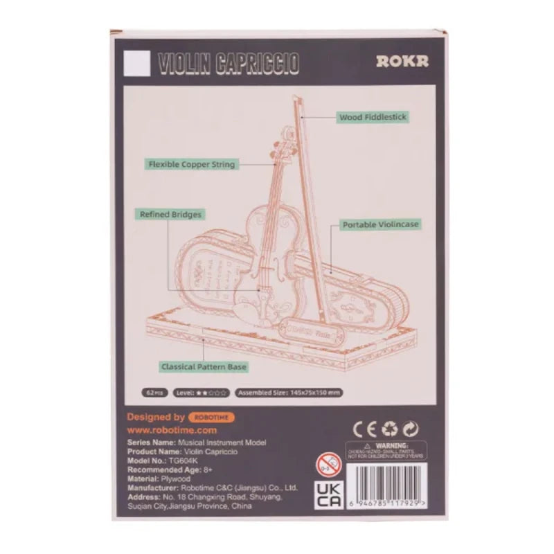 Maqueta de madera 3D Violín Capriccio ROKR TG604K